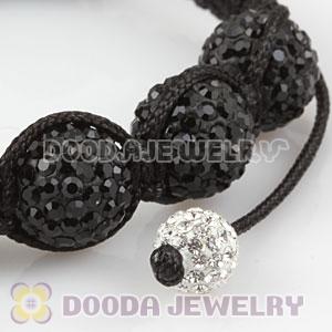 12mm Pave Black Czech Crystal Bead Handmade String Bracelets Wholesale