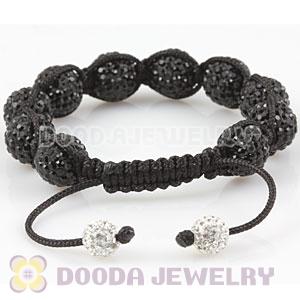 12mm Pave Black Czech Crystal Bead Handmade String Bracelets Wholesale