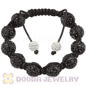 12mm Pave Black Czech Crystal Bead Handmade String Bracelets Wholesale