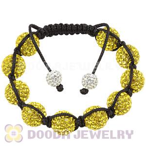 12mm Pave Yellow Czech Crystal Bead Handmade String Bracelets Wholesale