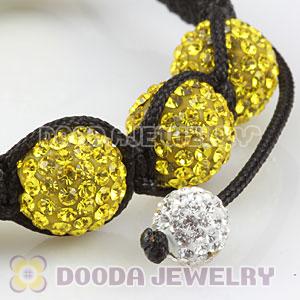 12mm Pave Yellow Czech Crystal Bead Handmade String Bracelets Wholesale