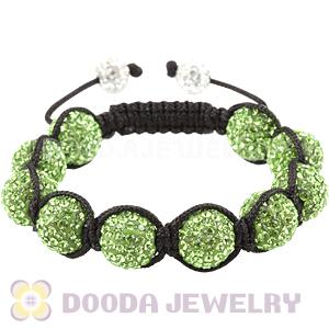 12mm Pave Green Czech Crystal Bead Handmade String Bracelets Wholesale