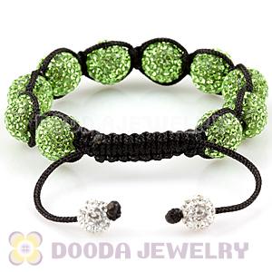 12mm Pave Green Czech Crystal Bead Handmade String Bracelets Wholesale