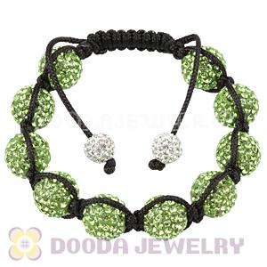 12mm Pave Green Czech Crystal Bead Handmade String Bracelets Wholesale