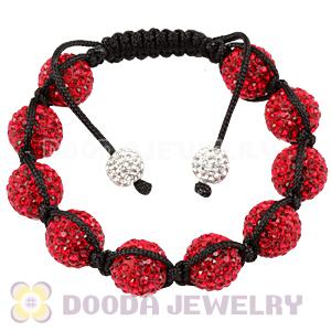 12mm Pave Red Czech Crystal Bead Handmade String Bracelets Wholesale
