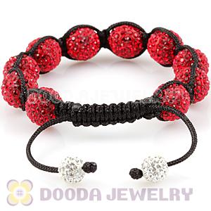 12mm Pave Red Czech Crystal Bead Handmade String Bracelets Wholesale