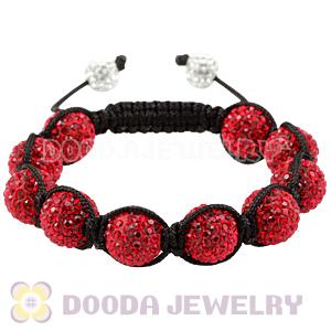 12mm Pave Red Czech Crystal Bead Handmade String Bracelets Wholesale