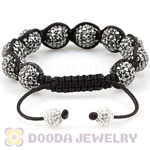 12mm Pave Grey Czech Crystal Bead Handmade String Bracelets Wholesale
