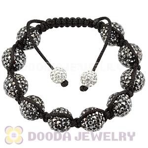 12mm Pave Grey Czech Crystal Bead Handmade String Bracelets Wholesale