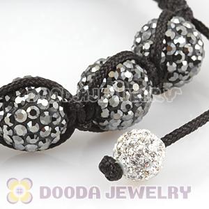 12mm Pave Grey Czech Crystal Bead Handmade String Bracelets Wholesale