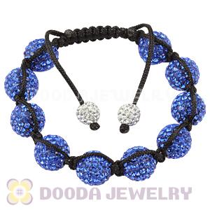 12mm Pave Blue Czech Crystal Bead Handmade String Bracelets Wholesale