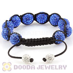 12mm Pave Blue Czech Crystal Bead Handmade String Bracelets Wholesale