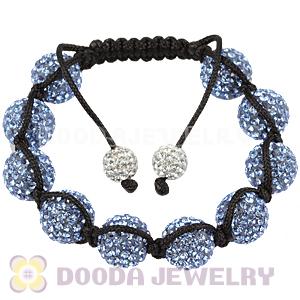12mm Pave Blue Czech Crystal Bead Handmade String Bracelets Wholesale