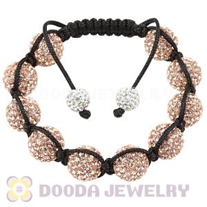 12mm Pave Pink Czech Crystal Bead Handmade String Bracelets Wholesale