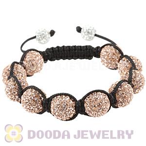 12mm Pave Pink Czech Crystal Bead Handmade String Bracelets Wholesale