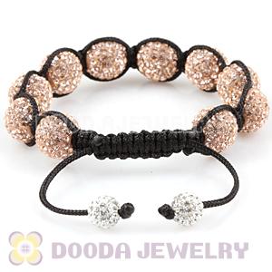 12mm Pave Pink Czech Crystal Bead Handmade String Bracelets Wholesale