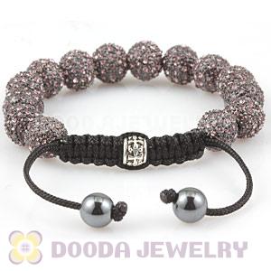 Pink Crystal Disco Ball Bead String Bracelets With Hematite Wholesale 