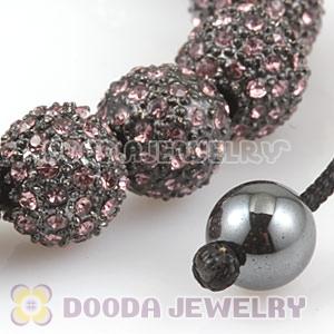 Pink Crystal Disco Ball Bead String Bracelets With Hematite Wholesale 