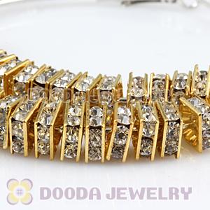 8X8mm Gold Alloy Basketball Wives Clear Crystal Spacer Beads Wholesale