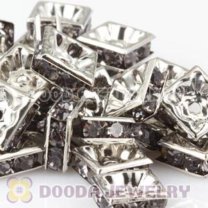 8X8mm Alloy Basketball Wives Pink Crystal Spacer Beads Wholesale