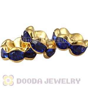 8mm Gold Alloy Blue Crystal Spacer Beads For Basketball Wives Earrings 
