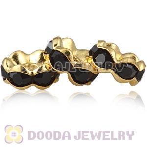 8mm Gold Alloy Black Crystal Spacer Beads For Basketball Wives Earrings 