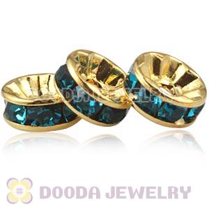 8mm Gold Alloy Blue Crystal Spacer Beads For Basketball Wives Earrings 