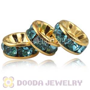 8mm Alloy Cyan Crystal Spacer Beads For Basketball Wives Earrings 