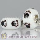 Environmental lampwork glass footprint paw beads 925 sterling silver core suit European style jewelry