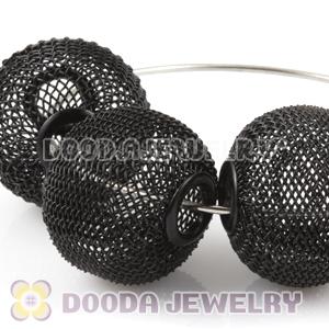 30mm Large Black Mesh Ball Beads For Basketball Wives Hoop Earrings