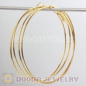70mm Basketball Wives Plain Gold Plated Hoop Earrings Wholesale