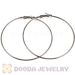 70mm Basketball Wives Plain Gun Black Plated Hoop Earrings Wholesale