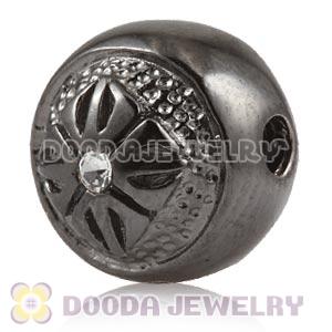 10×11mm Plated Gun Black Silver Ball Stone Beads With Logo