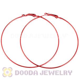70mm Basketball Wives Red Plain Hoop Earrings Wholesale