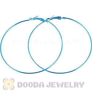 70mm Basketball Wives Blue Plain Hoop Earrings Wholesale