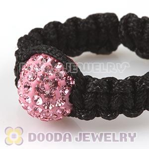 Handmade Style Macrame Rings With Pink Czech Crystal Wholesale