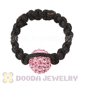 Handmade Style Macrame Rings With Pink Czech Crystal Wholesale