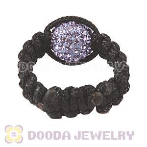 Handmade Style Macrame Rings With Lavender Czech Crystal Wholesale