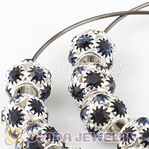 70mm Basketball Wives Hoop Earrings With Navy Crystal Ball Beads 