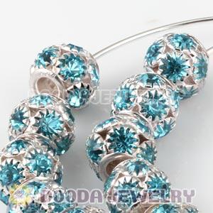 70mm Basketball Wives Hoop Earrings With Cyan Crystal Ball Beads 
