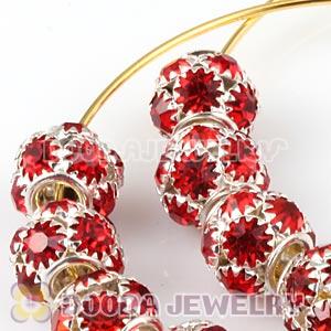 70mm Basketball Wives Hoop Earrings With Red Crystal Ball Beads 