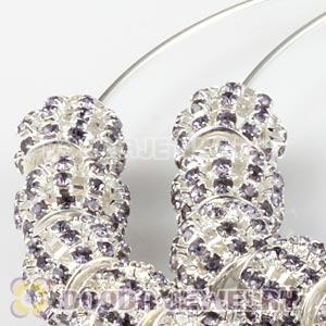 70mm Basketball Wives Hoop Earrings With Purple Crystal Beads 