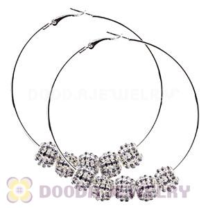 70mm Basketball Wives Hoop Earrings With Purple Crystal Beads 
