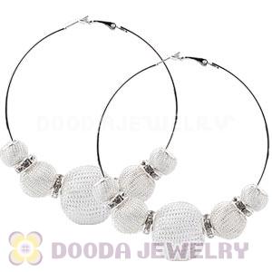 70mm Basketball Wives Mesh Hoop Earrings With Spacer Beads 