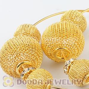 70mm Basketball Wives Mesh Hoop Earrings With Spacer Beads 