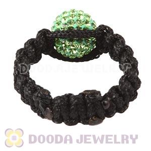 Handmade Style Macrame Rings With Green Czech Crystal Wholesale