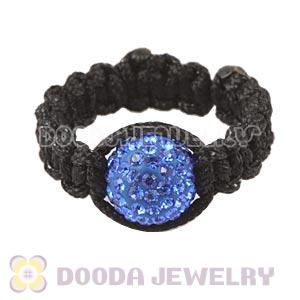 Handmade Style Macrame Rings With Blue Czech Crystal Wholesale