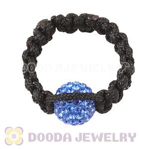 Handmade Style Macrame Rings With Blue Czech Crystal Wholesale