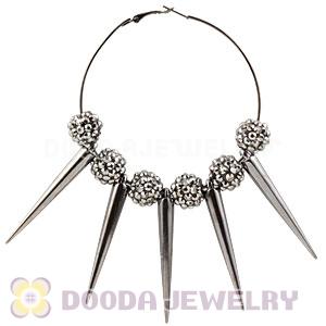 70mm Black Basketball Wives Spike Hoop Earrings Wholesale