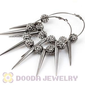 70mm Black Basketball Wives Spike Hoop Earrings Wholesale